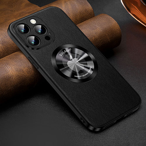 Soft Luxury Leather Snap On Case Cover with Mag-Safe Magnetic LD2 for Apple iPhone 13 Pro Max Black