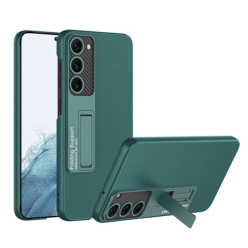 Soft Luxury Leather Snap On Case Cover with Stand AC1 for Samsung Galaxy S21 5G Green