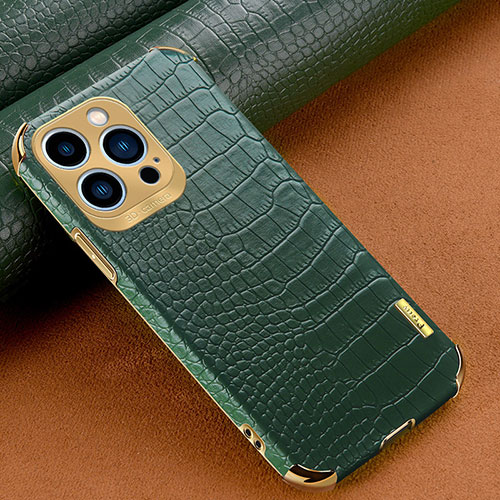 Soft Luxury Leather Snap On Case Cover XD1 for Apple iPhone 13 Pro Max Green