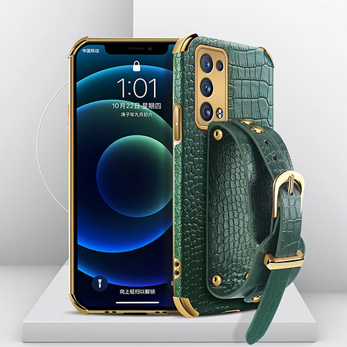Soft Luxury Leather Snap On Case Cover XD1 for Oppo Reno6 Pro+ Plus 5G Green