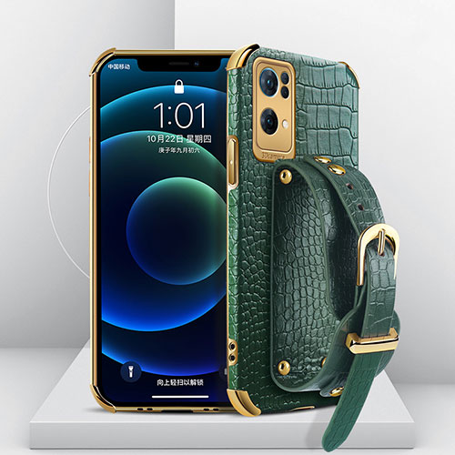 Soft Luxury Leather Snap On Case Cover XD1 for Oppo Reno7 Pro 5G Green