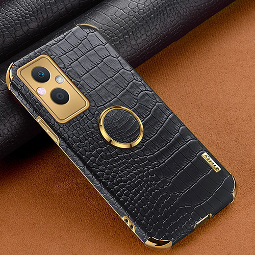 Soft Luxury Leather Snap On Case Cover XD1 for Oppo Reno8 Lite 5G Black