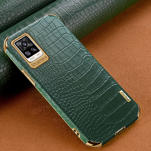 Soft Luxury Leather Snap On Case Cover XD1 for Vivo V20 Green