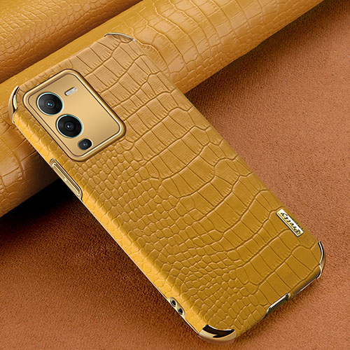 Soft Luxury Leather Snap On Case Cover XD1 for Vivo V25 Pro 5G Yellow