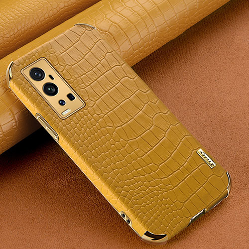Soft Luxury Leather Snap On Case Cover XD1 for Vivo X60 Pro+ Plus 5G Yellow
