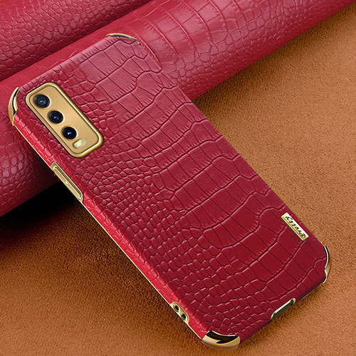 Soft Luxury Leather Snap On Case Cover XD1 for Vivo Y12s Red