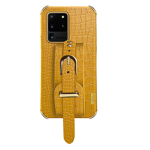 Soft Luxury Leather Snap On Case Cover XD2 for Samsung Galaxy S20 Ultra 5G Yellow