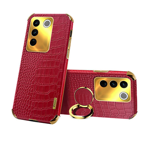 Soft Luxury Leather Snap On Case Cover XD3 for Vivo V27 5G Red