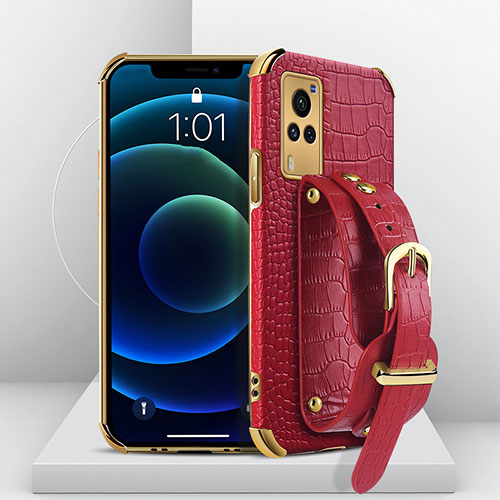 Soft Luxury Leather Snap On Case Cover XD4 for Vivo X60 Pro 5G Red