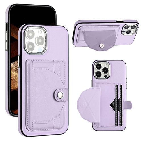 Soft Luxury Leather Snap On Case Cover Y01B for Apple iPhone 14 Pro Max Clove Purple