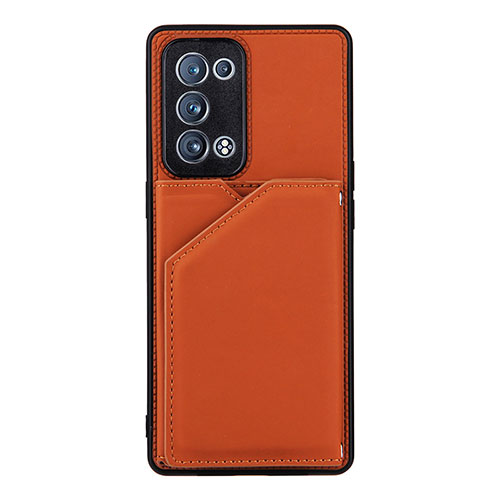 Soft Luxury Leather Snap On Case Cover Y01B for Oppo Reno6 Pro 5G Brown