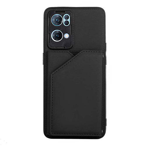 Soft Luxury Leather Snap On Case Cover Y01B for Oppo Reno7 Pro 5G Black