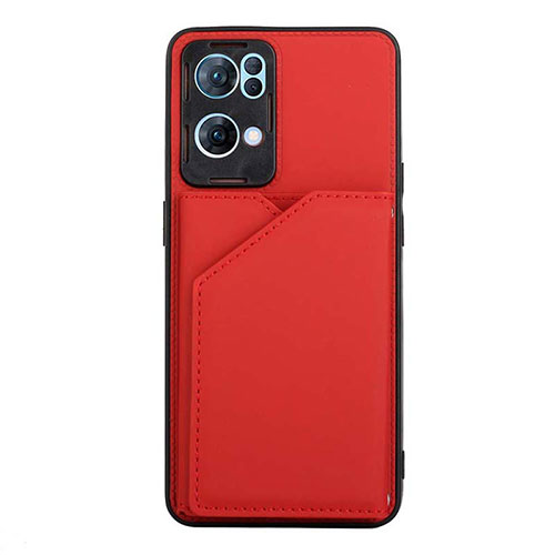 Soft Luxury Leather Snap On Case Cover Y01B for Oppo Reno7 Pro 5G Red