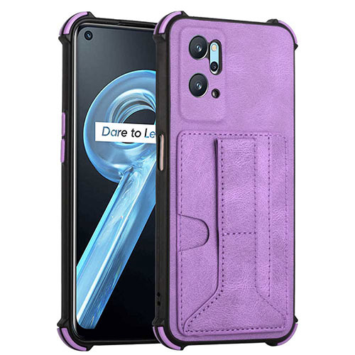 Soft Luxury Leather Snap On Case Cover Y01B for Realme 9i 4G Purple