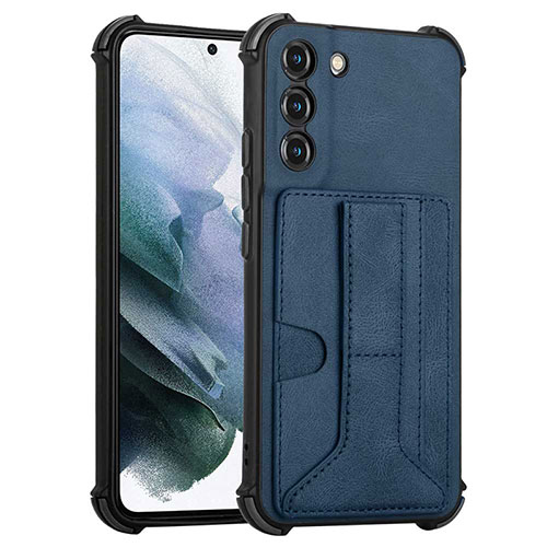 Soft Luxury Leather Snap On Case Cover Y01B for Samsung Galaxy S21 FE 5G Blue