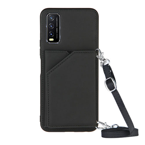 Soft Luxury Leather Snap On Case Cover Y01B for Vivo Y12s Black