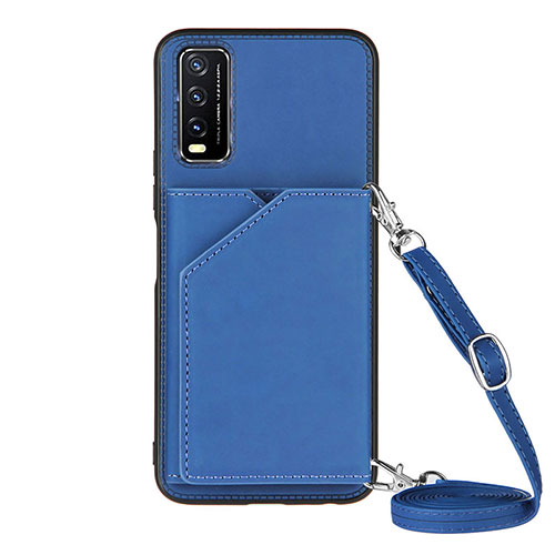 Soft Luxury Leather Snap On Case Cover Y01B for Vivo Y12s Blue