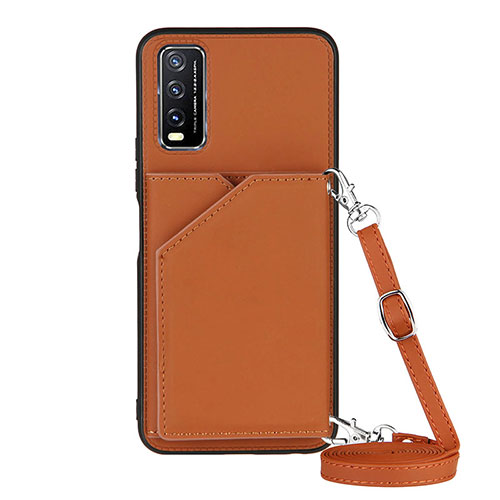 Soft Luxury Leather Snap On Case Cover Y01B for Vivo Y30 Brown