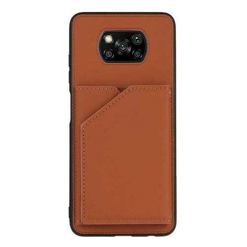 Soft Luxury Leather Snap On Case Cover Y01B for Xiaomi Poco X3 NFC Brown