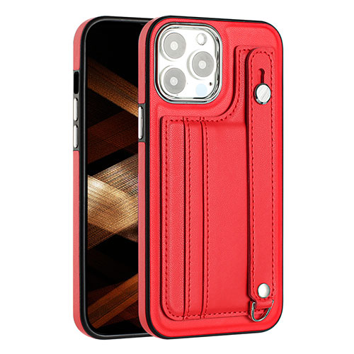 Soft Luxury Leather Snap On Case Cover Y02B for Apple iPhone 13 Pro Max Red