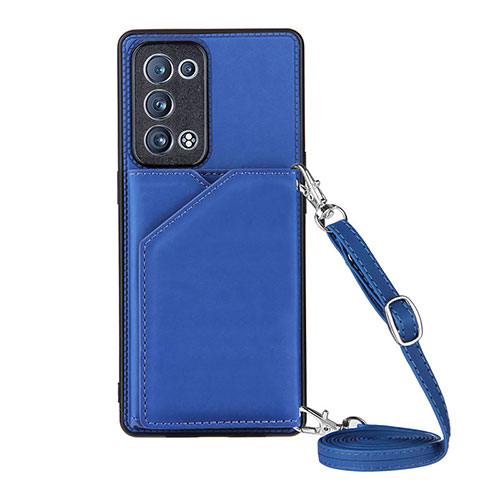 Soft Luxury Leather Snap On Case Cover Y02B for Oppo Reno6 Pro 5G Blue