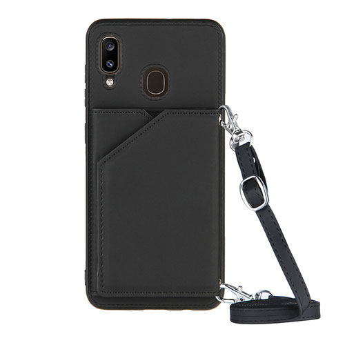 Soft Luxury Leather Snap On Case Cover Y02B for Samsung Galaxy A30 Black