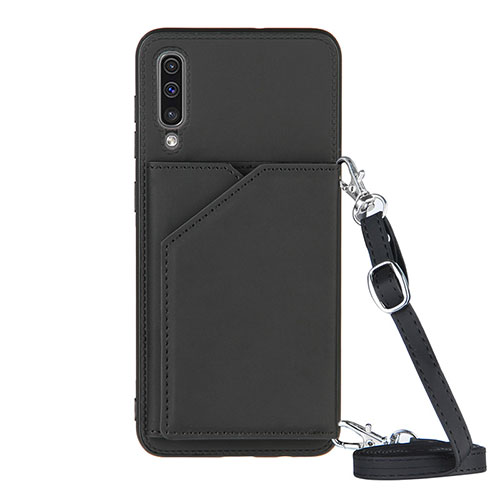 Soft Luxury Leather Snap On Case Cover Y02B for Samsung Galaxy A50 Black