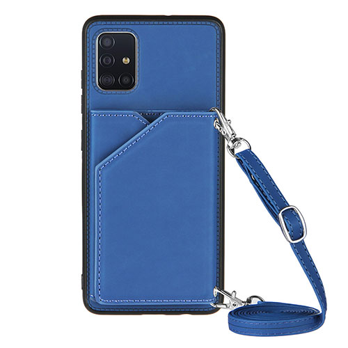 Soft Luxury Leather Snap On Case Cover Y02B for Samsung Galaxy A51 4G Blue