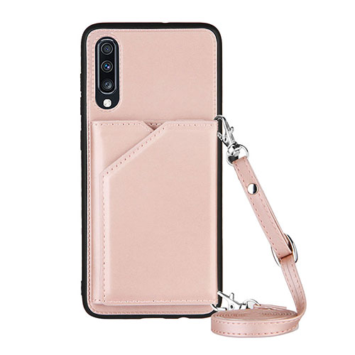 Soft Luxury Leather Snap On Case Cover Y02B for Samsung Galaxy A70 Rose Gold