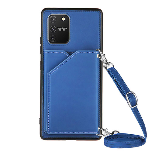 Soft Luxury Leather Snap On Case Cover Y02B for Samsung Galaxy A91 Blue
