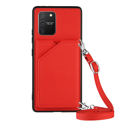 Soft Luxury Leather Snap On Case Cover Y02B for Samsung Galaxy A91 Red