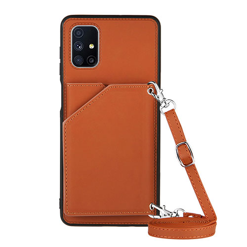 Soft Luxury Leather Snap On Case Cover Y02B for Samsung Galaxy M51 Brown