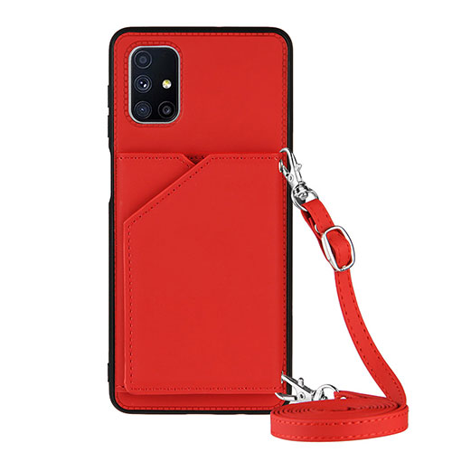 Soft Luxury Leather Snap On Case Cover Y02B for Samsung Galaxy M51 Red