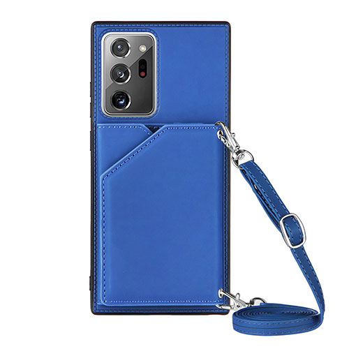 Soft Luxury Leather Snap On Case Cover Y02B for Samsung Galaxy Note 20 Ultra 5G Blue