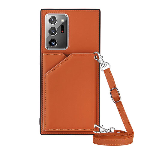 Soft Luxury Leather Snap On Case Cover Y02B for Samsung Galaxy Note 20 Ultra 5G Brown