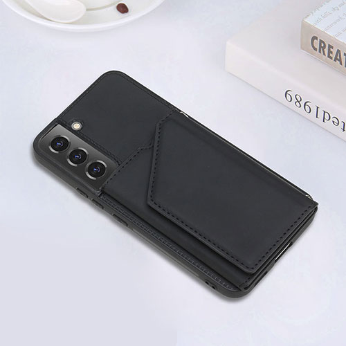 Soft Luxury Leather Snap On Case Cover Y02B for Samsung Galaxy S21 FE 5G Black