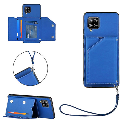 Soft Luxury Leather Snap On Case Cover Y03B for Samsung Galaxy A42 5G Blue