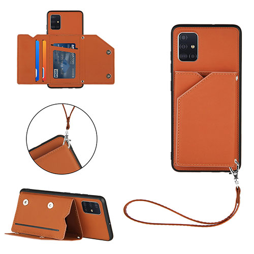 Soft Luxury Leather Snap On Case Cover Y03B for Samsung Galaxy A51 4G Brown