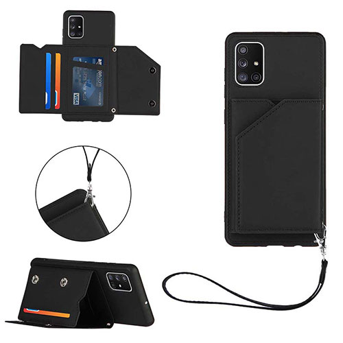 Soft Luxury Leather Snap On Case Cover Y03B for Samsung Galaxy A71 5G Black