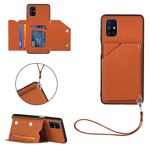 Soft Luxury Leather Snap On Case Cover Y03B for Samsung Galaxy M51 Brown