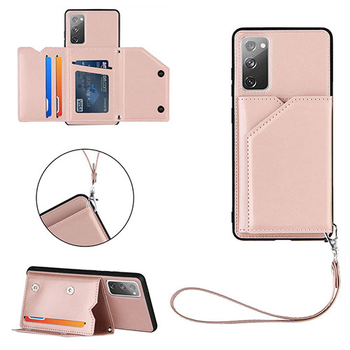Soft Luxury Leather Snap On Case Cover Y03B for Samsung Galaxy S20 FE (2022) 5G Rose Gold