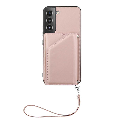 Soft Luxury Leather Snap On Case Cover Y03B for Samsung Galaxy S21 FE 5G Rose Gold