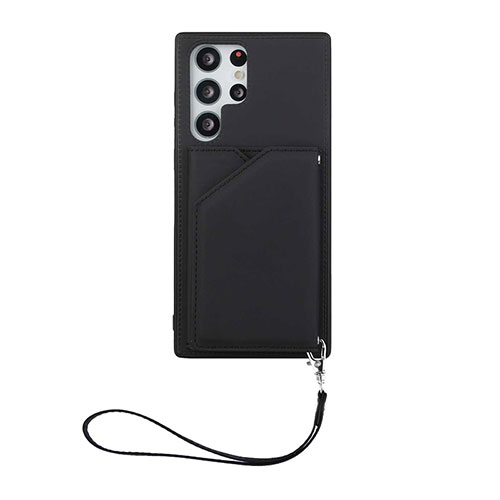 Soft Luxury Leather Snap On Case Cover Y03B for Samsung Galaxy S23 Ultra 5G Black