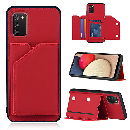 Soft Luxury Leather Snap On Case Cover Y04B for Samsung Galaxy A02s Red