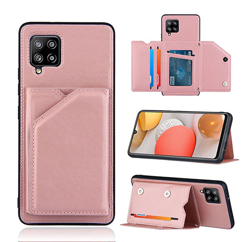 Soft Luxury Leather Snap On Case Cover Y04B for Samsung Galaxy A42 5G Rose Gold