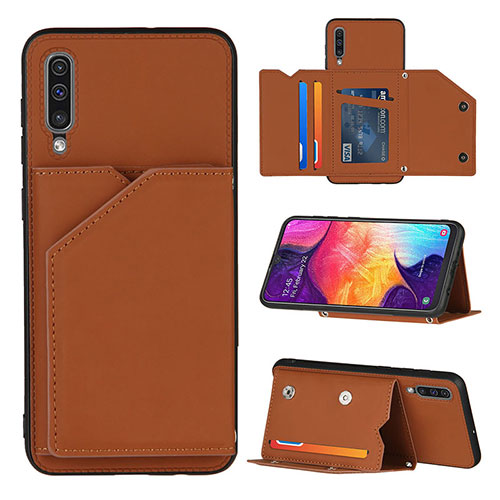 Soft Luxury Leather Snap On Case Cover Y04B for Samsung Galaxy A50S Brown