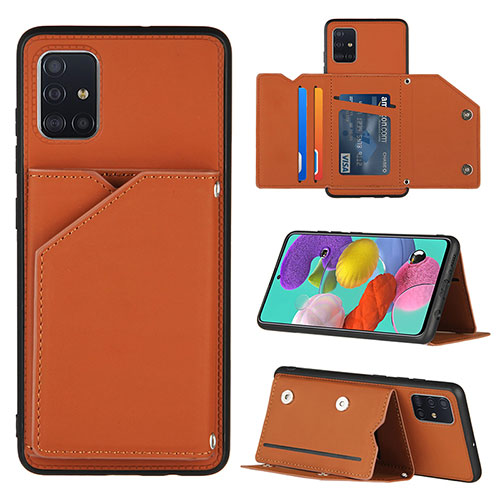 Soft Luxury Leather Snap On Case Cover Y04B for Samsung Galaxy A51 5G Brown