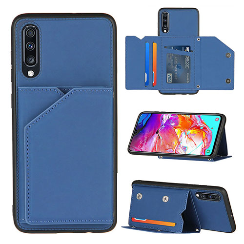 Soft Luxury Leather Snap On Case Cover Y04B for Samsung Galaxy A70 Blue