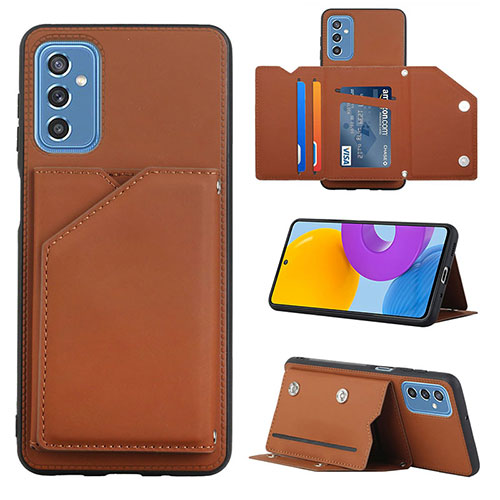 Soft Luxury Leather Snap On Case Cover Y04B for Samsung Galaxy M52 5G Brown