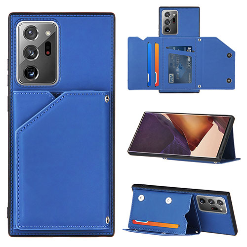 Soft Luxury Leather Snap On Case Cover Y04B for Samsung Galaxy Note 20 Ultra 5G Blue
